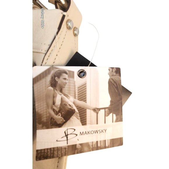 Cream B. Makowsky Womens Leather Crossbody Bag With Leopard Lining & Front and B - Picture 11 of 12